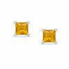 Thumbnail Image 0 of 4mm Square-Cut Simulated Citrine Stud Earrings in Sterling Silver