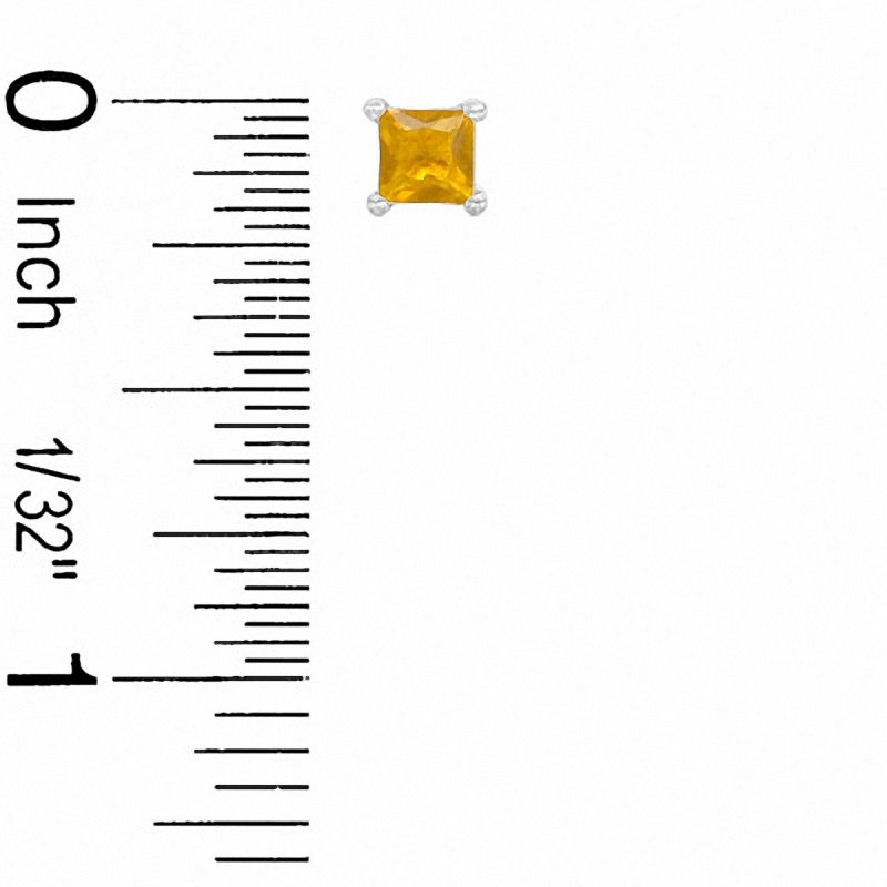 4mm Square-Cut Simulated Citrine Stud Earrings in Sterling Silver