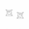 Thumbnail Image 1 of 4mm Square-Cut Lab-Created White Sapphire Stud Earrings in Sterling Silver