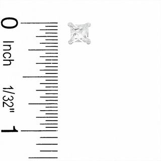 4mm Square-Cut Lab-Created White Sapphire Stud Earrings in Sterling Silver