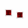Thumbnail Image 0 of 4mm Square-Cut Lab-Created Ruby Stud Earrings in Sterling Silver