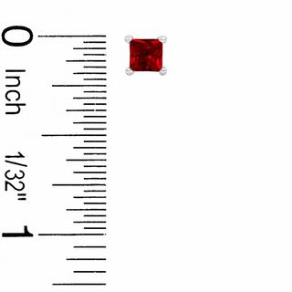 4mm Square-Cut Lab-Created Ruby Stud Earrings in Sterling Silver