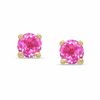6mm Lab-Created Pink Sapphire Stud Earrings in Sterling Silver with 14K Gold Plate