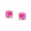 Thumbnail Image 0 of 6mm Lab-Created Pink Sapphire Stud Earrings in Sterling Silver with 14K Gold Plate