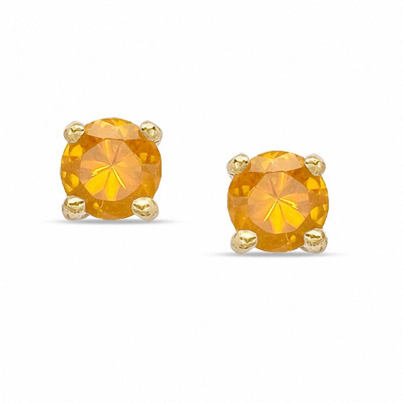 Main Image 1 of 6mm Simulated Citrine Stud Earrings in Sterling Silver with 14K Gold Plate
