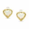 Thumbnail Image 1 of 5mm Heart-Shaped Simulated Opal Stud Earrings in Sterling Silver with 14K Gold Plate with CZ