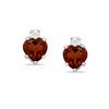 Thumbnail Image 0 of 5mm Heart-Shaped Garnet Stud Earrings in Sterling Silver with CZ