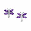 Thumbnail Image 1 of Marquise Simulated Amethyst Dragonfly Stud Earrings in Sterling Silver