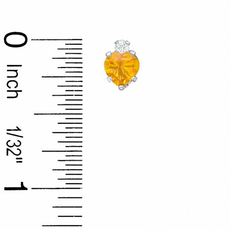 Main Image 2 of 5mm Heart-Shaped Simulated Citrine Stud Earrings in Sterling Silver with CZ