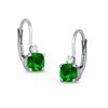 5mm Cushion-Cut Simulated Emerald Leverback Earrings in Sterling Silver with CZ