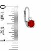 Thumbnail Image 1 of 5mm Cushion-Cut Simulated Garnet Leverback Earrings in Sterling Silver with CZ