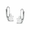Thumbnail Image 1 of 5mm Cushion-Cut Lab-Created White Sapphire Leverback Earrings in Sterling Silver with CZ