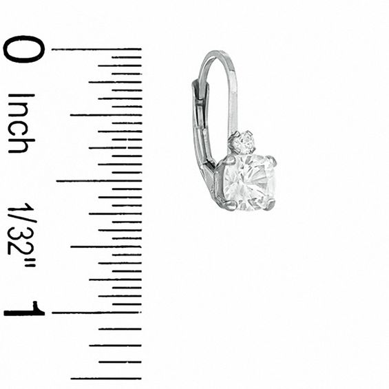 5mm Cushion-Cut Lab-Created White Sapphire Leverback Earrings in Sterling Silver with CZ