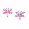 Marquise Lab-Created Pink Sapphire Dragonfly Stud Earrings in Sterling Silver
