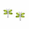 Marquise Simulated Peridot Dragonfly Stud Earrings in Sterling Silver