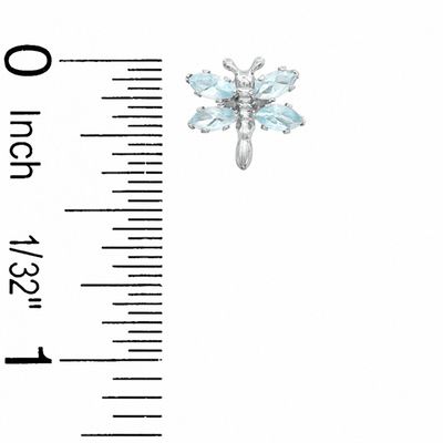 Marquise Simulated Blue Topaz Dragonfly Earrings in Sterling Silver