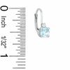 Thumbnail Image 2 of 5mm Cushion-Cut Simulated Aquamarine Leverback Earrings in Sterling Silver with CZ