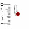 Cushion-Cut Lab-Created Ruby Leverback Earrings in Sterling Silver with CZ