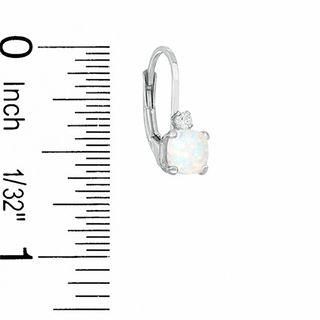 Cushion-Cut Simulated Opal Earrings in Sterling Silver with CZ