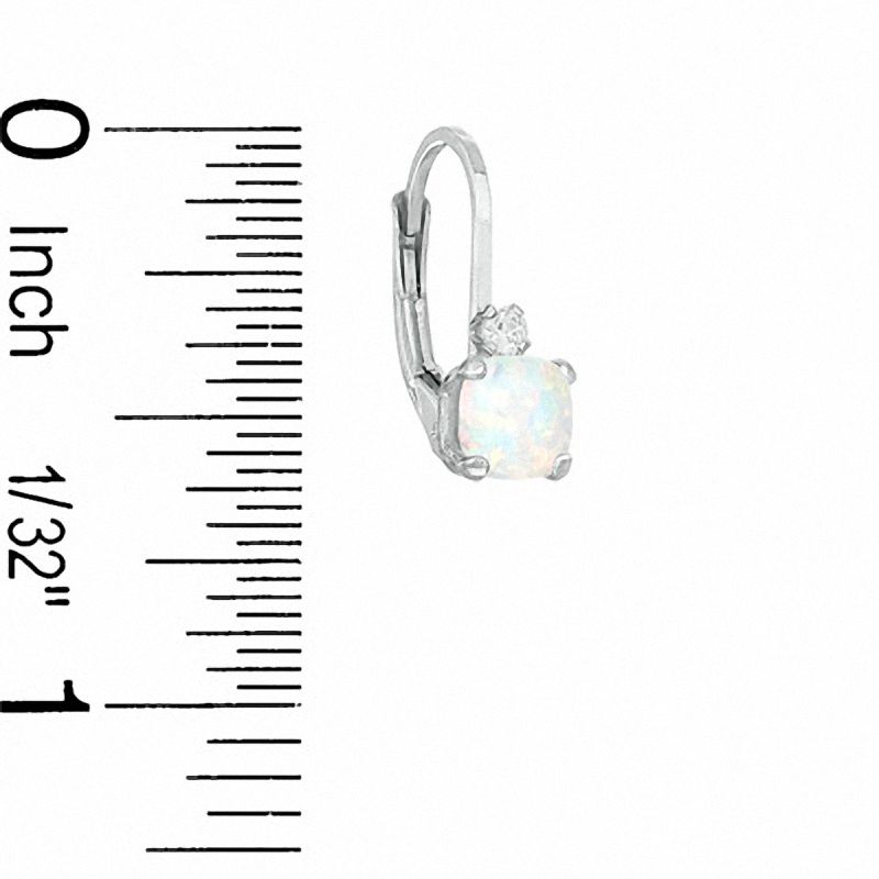 Main Image 2 of Cushion-Cut Simulated Opal Earrings in Sterling Silver with CZ