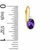 Oval Simulated Amethyst and CZ Leverback Earrings in Sterling Silver with 14K Gold Plate
