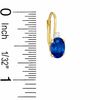 Oval Simulated Sapphire and CZ Leverback Earrings in Sterling Silver with 14K Gold Plate
