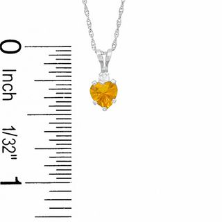 5mm Heart-Shaped Simulated Citrine Pendant in Sterling Silver with CZ