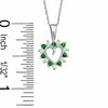 Alternating Simulated Emerald and CZ Heart Pendant in Sterling Silver