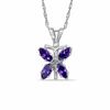 Thumbnail Image 1 of Marquise Simulated Amethyst Butterfly Pendant in Sterling Silver
