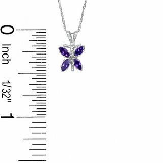 Marquise Simulated Amethyst Butterfly Pendant in Sterling Silver