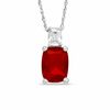 Thumbnail Image 1 of Cushion-Cut Simulated Garnet Pendant in Sterling Silver with CZ