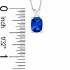 Thumbnail Image 2 of Cushion-Cut Simulated Sapphire Pendant in Sterling Silver with CZ