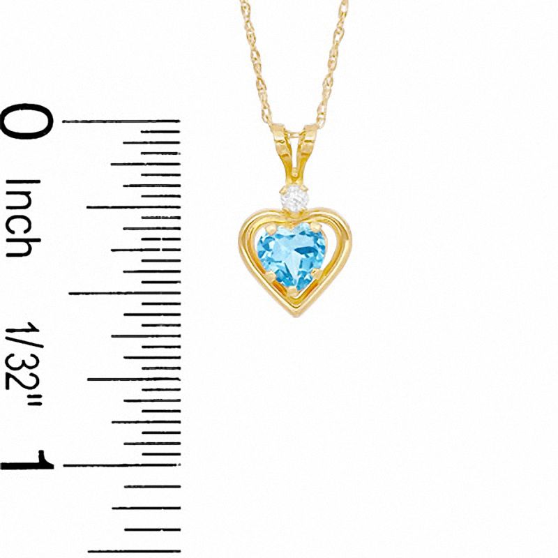 Main Image 2 of 5mm Heart-Shaped Simulated Blue Topaz and CZ Pendant in Sterling Silver with 14K Gold Plate