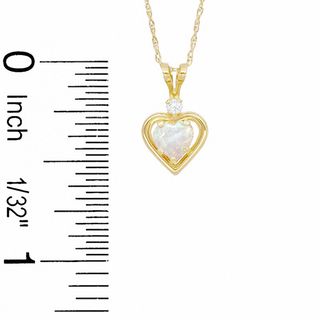 5mm Heart-Shaped Simulated Opal and CZ Pendant in Sterling Silver with 14K Gold Plate