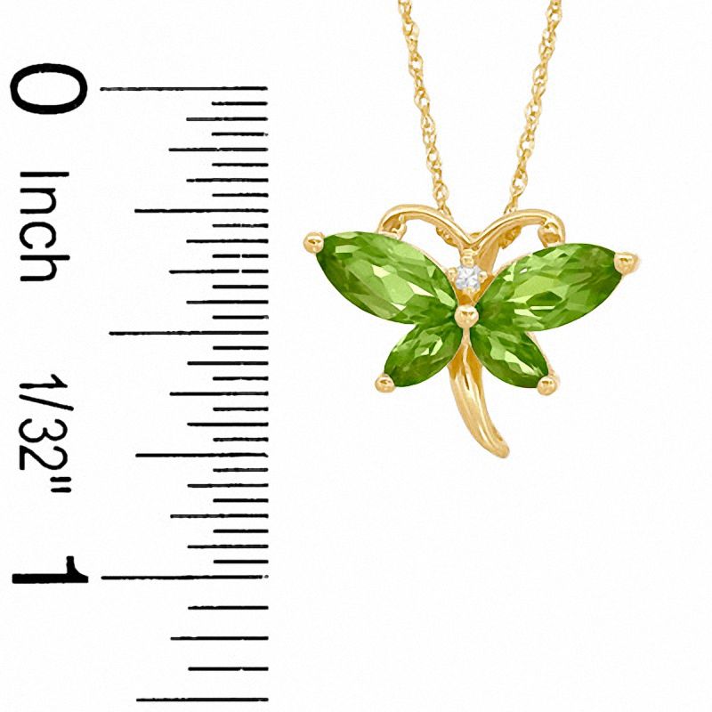 Main Image 2 of Marquise Simulated Peridot and CZ Butterfly Pendant in Sterling Silver with 14K Gold Plate