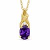 Thumbnail Image 0 of Oval Simulated Amethyst and CZ Pendant in Sterling Silver with 14K Gold Plate