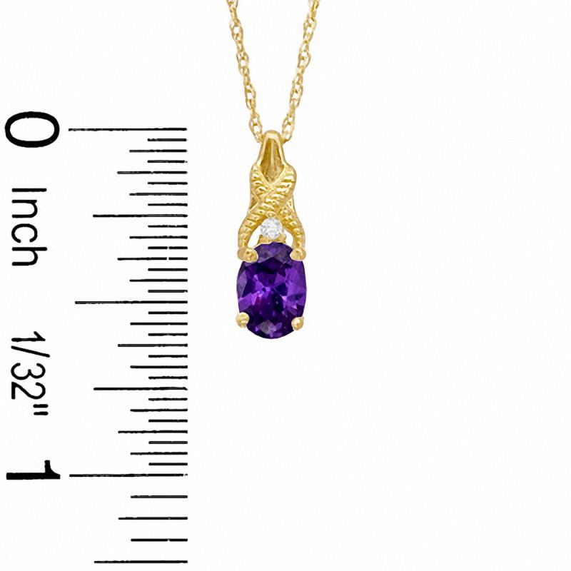 Oval Simulated Amethyst and CZ Pendant in Sterling Silver with 14K Gold Plate