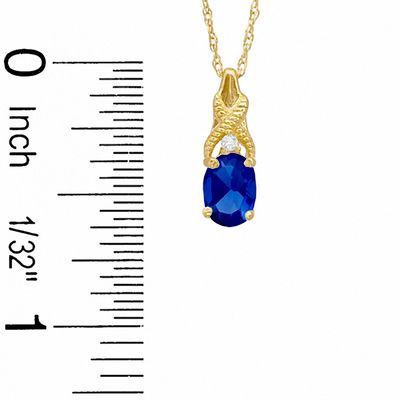 Oval Simulated Sapphire and CZ Pendant in Sterling Silver with 14K Gold Plate