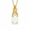 Oval Simulated Opal and CZ Pendant in Sterling Silver with 14K Gold Plate