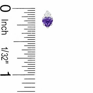 Heart-Shaped Simulated Amethyst Pendant and Earrings Set in Sterling Silver with CZ