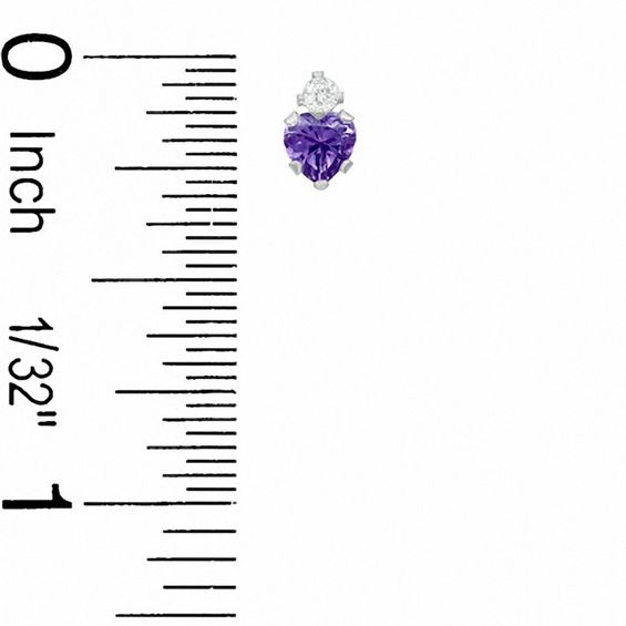 Heart-Shaped Simulated Amethyst Pendant and Earrings Set in Sterling Silver with CZ