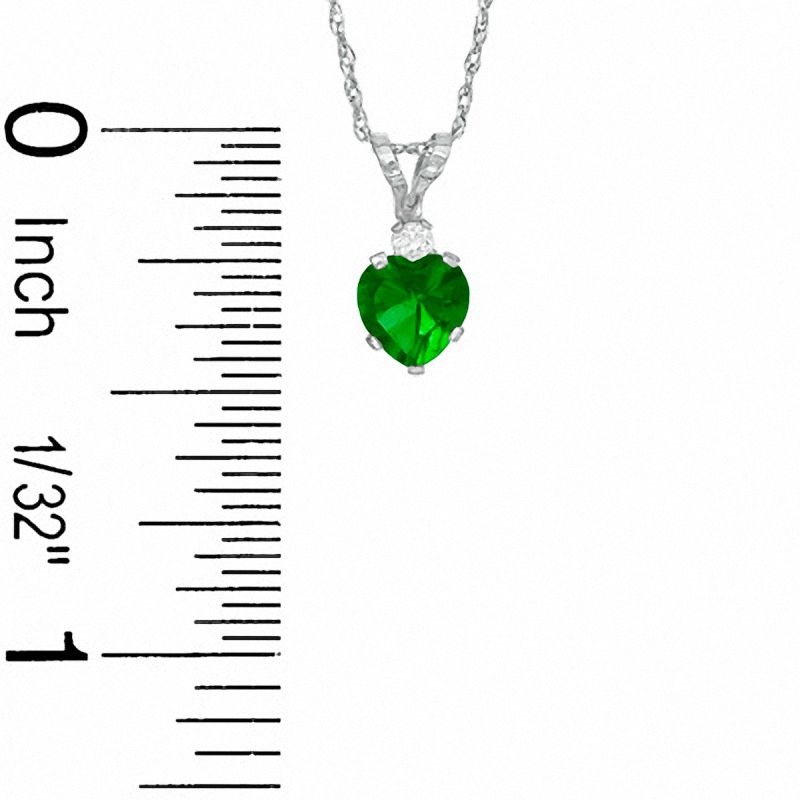 Main Image 2 of Heart-Shaped Simulated Emerald Pendant and Earrings Set in Sterling Silver with CZ
