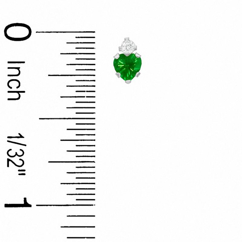 Main Image 3 of Heart-Shaped Simulated Emerald Pendant and Earrings Set in Sterling Silver with CZ
