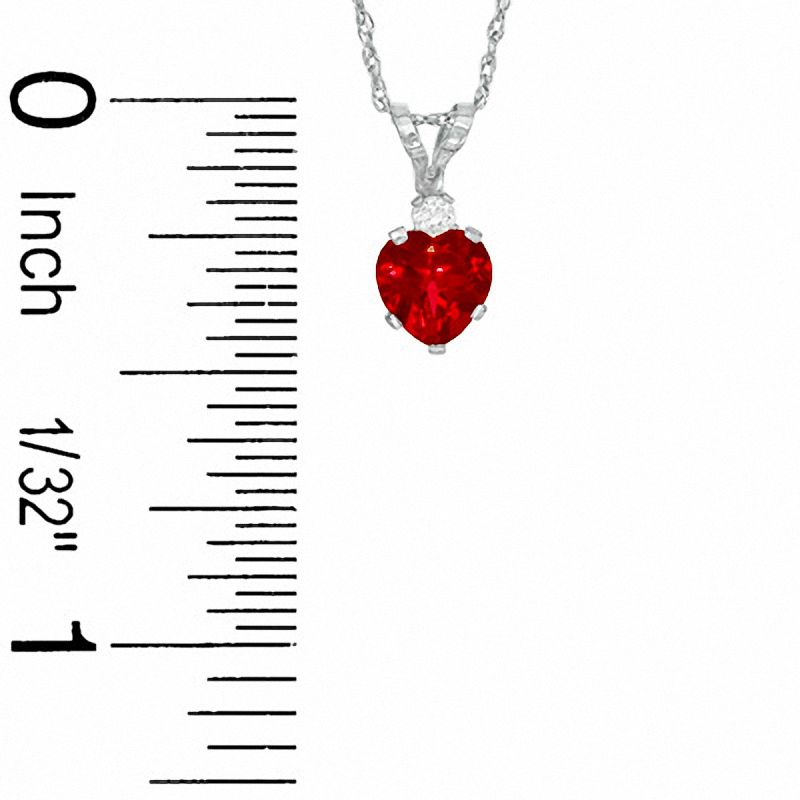 Main Image 2 of Heart-Shaped Lab-Created Ruby Pendant and Earrings Set in Sterling Silver with CZ