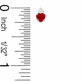 Heart-Shaped Lab-Created Ruby Pendant and Earrings Set in Sterling Silver with CZ