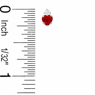 Heart-Shaped Lab-Created Ruby Pendant and Earrings Set in Sterling Silver with CZ