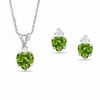 Thumbnail Image 1 of Heart-Shaped Simulated Peridot Pendant and Stud Earrings Set in Sterling Silver with CZ