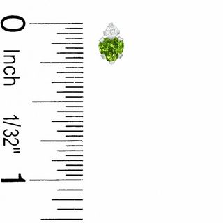 Heart-Shaped Simulated Peridot Pendant and Stud Earrings Set in Sterling Silver with CZ