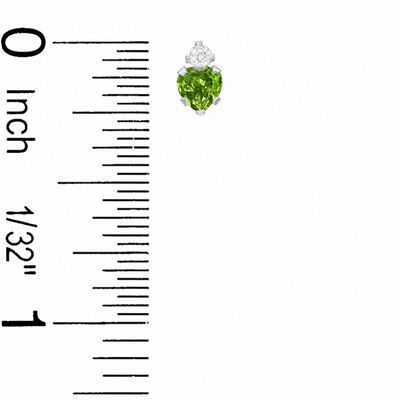 Heart-Shaped Simulated Peridot Pendant and Stud Earrings Set in Sterling Silver with CZ