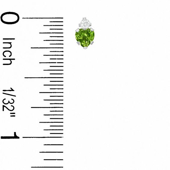 Heart-Shaped Simulated Peridot Pendant and Stud Earrings Set in Sterling Silver with CZ